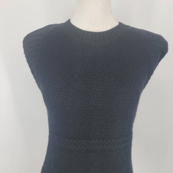 W by Worth 100% Wool Knit Sweater Dress Black Sleeveless Button Back Size Small - Picture 3 of 9